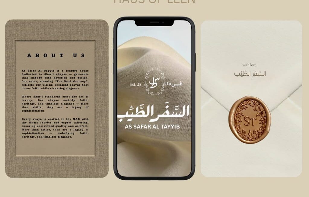 Elegant branding for Safar Al Tayyib, a modest abaya brand blending tradition with modern style.