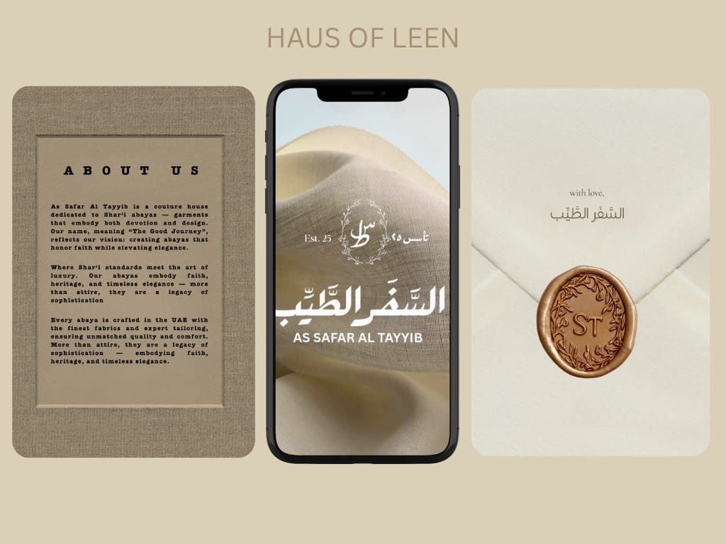 Elegant branding for Safar Al Tayyib, a modest abaya brand blending tradition with modern style.